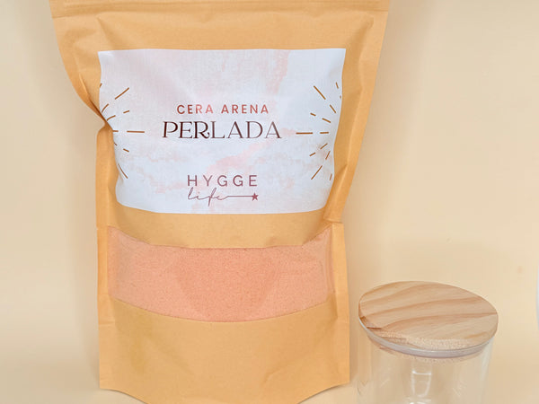 Kit cera arena con recipiente y mechas/ color coral