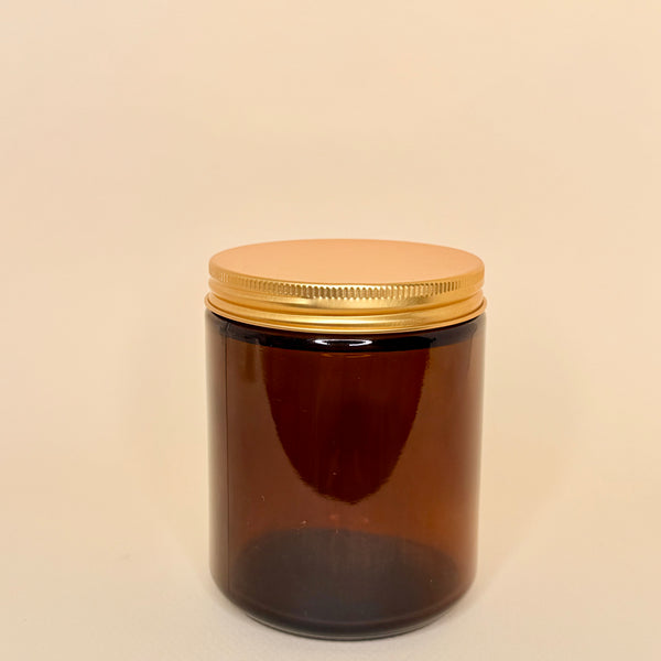 Frascos De Vidrio Ámbar Tapa dorada 200ml