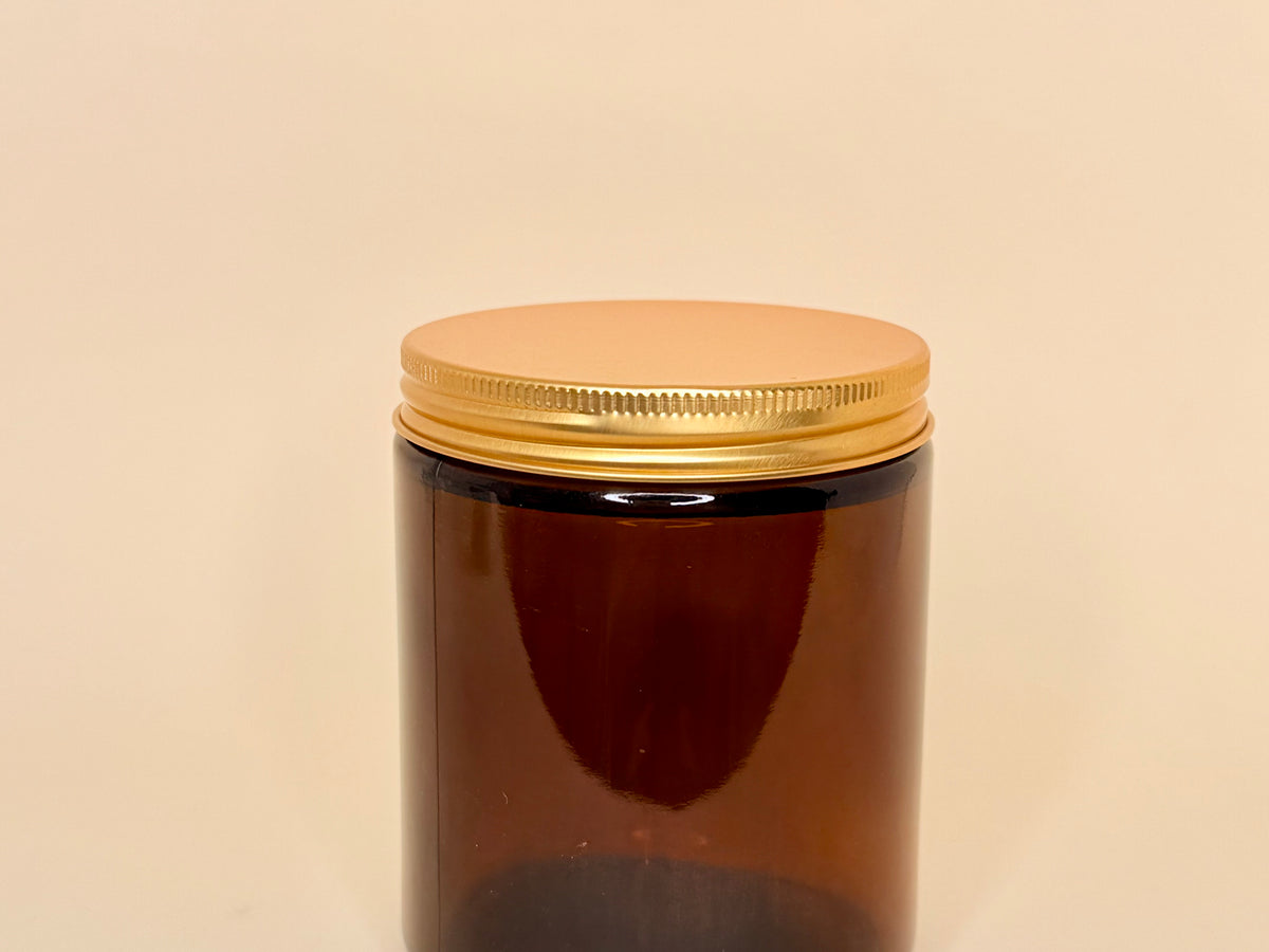 Frascos De Vidrio Ámbar Tapa dorada 200ml