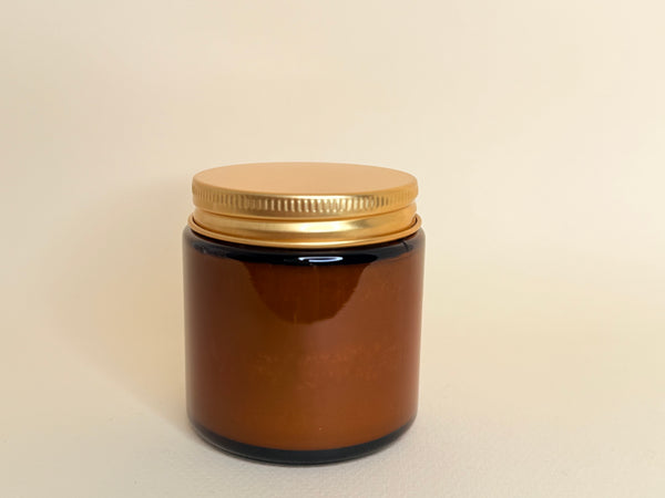 Frasco de vidrio ámbar/ tapa dorada 100 ml