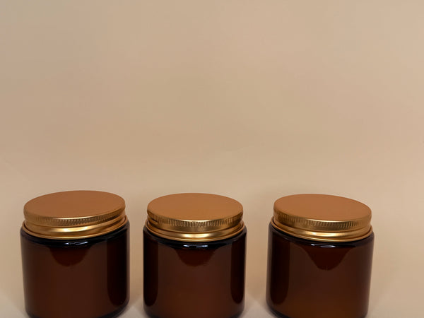 Frasco de vidrio ámbar/ tapa dorada 100 ml