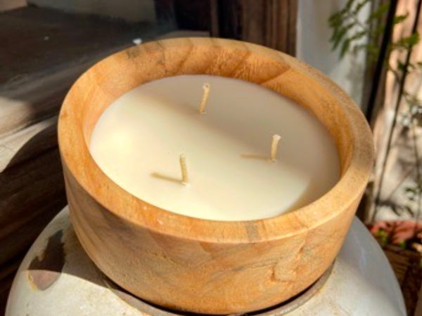 Vela Wild L/ cuenco de madera 3 pabilos