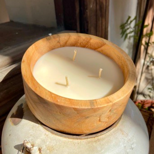 Vela Wild L/ cuenco de madera 3 pabilos