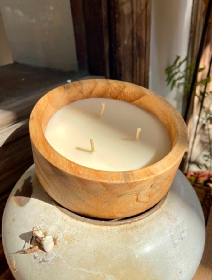 Vela Wild L/ cuenco de madera 3 pabilos