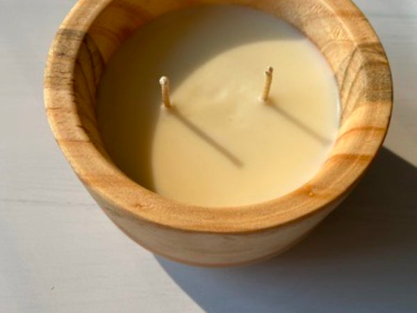 Vela de soya Wild M/ cuenco de madera 2 mechas