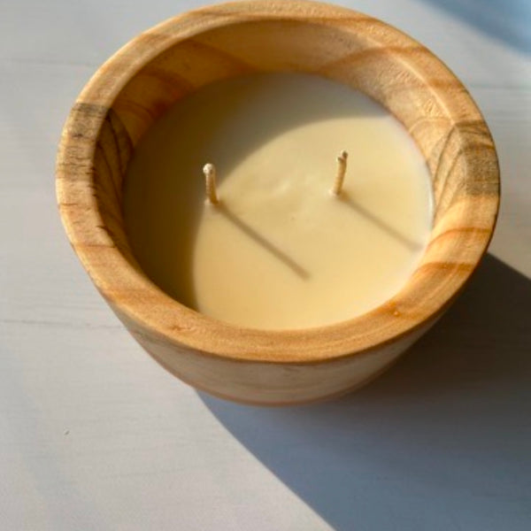 Vela de soya Wild M/ cuenco de madera 2 mechas