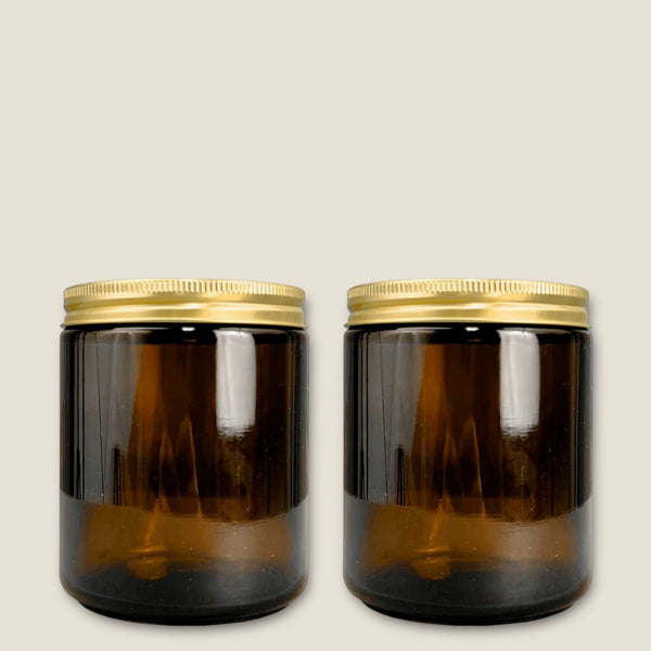 Frascos De Vidrio Ámbar Tapa dorada 200ml