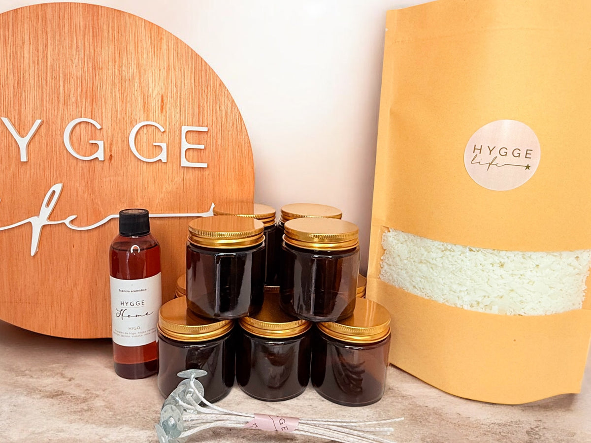 Kit Completo para Elaboración de Velas de Soya - 10 Envases de Vidrio Ámbar