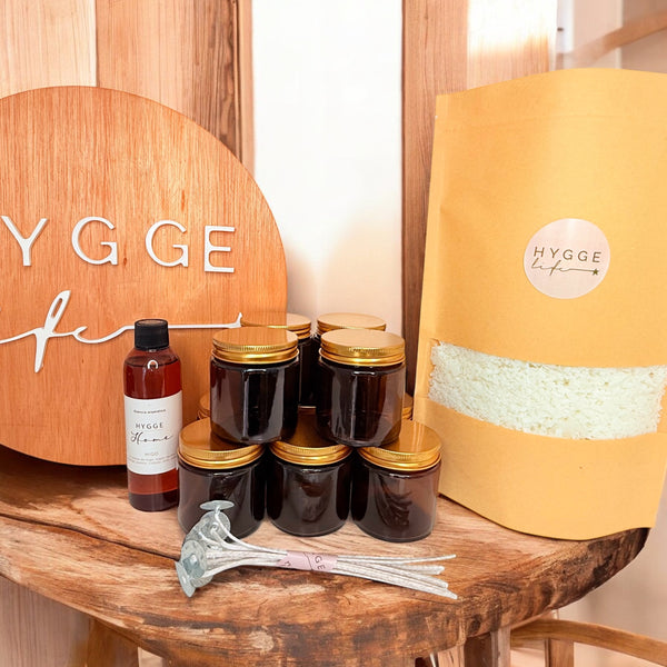 Kit Completo para Elaboración de Velas de Soya - 10 Envases de Vidrio Ámbar